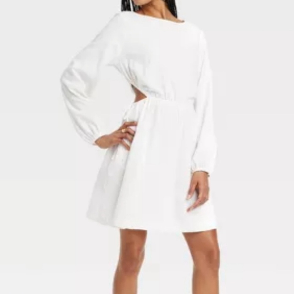 NWT Universal Thread White Linen long sleeve dress